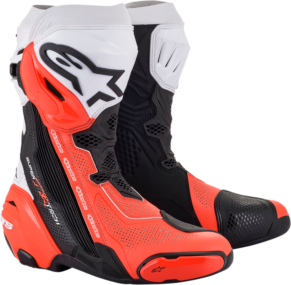 ALPINESTARS Supertech R Vented Boots - Black/Fluorescent Red/White - US 10.5 / EU 45 2220121-124-45