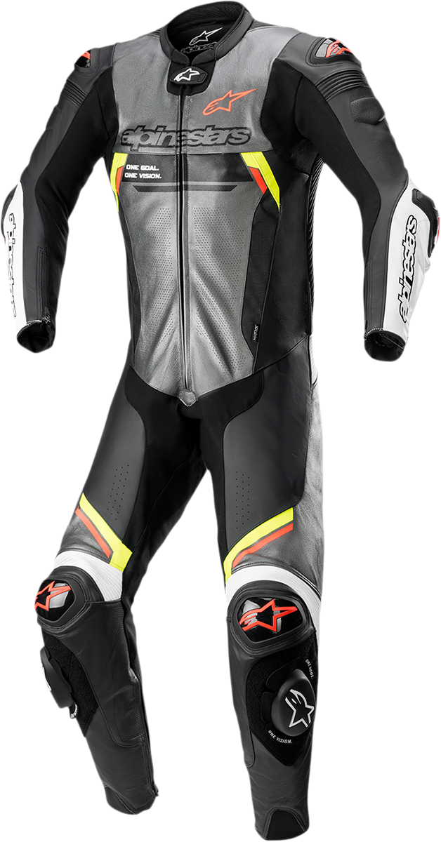 ALPINESTARS Missile Ignition v2 1-Piece Leather Suit - Metallic Gray/Black/Yellow/Red Fluo - US 36 / EU 46 3150222-9135-46