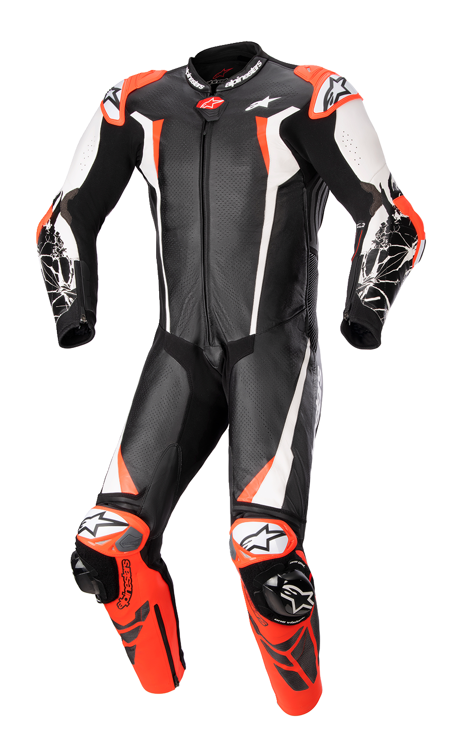 ALPINESTARS Racing Absolute v2 1-Piece Leather Suit - Black/White/Red Fluo - US 38 / EU 48 3156323123148