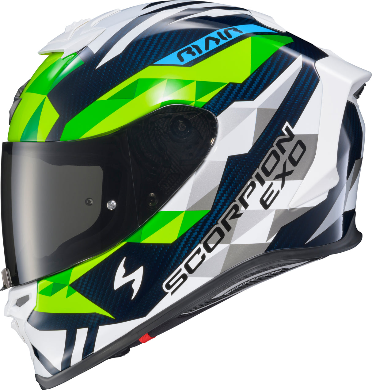 Exo R1 Air Full Face Helmet Carbon Rastor Wht/Grn/Blue 2x