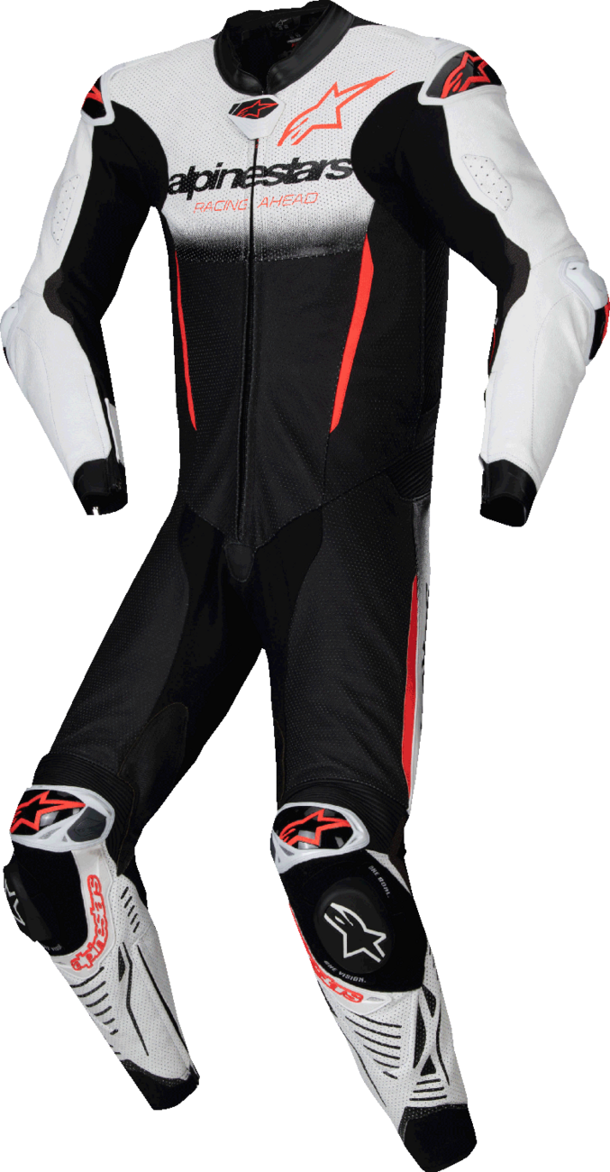 ALPINESTARS GP-R7 1-PC Leather Suit - White/Black/Red Fluo - US 38 / EU 48 3150125-233-48