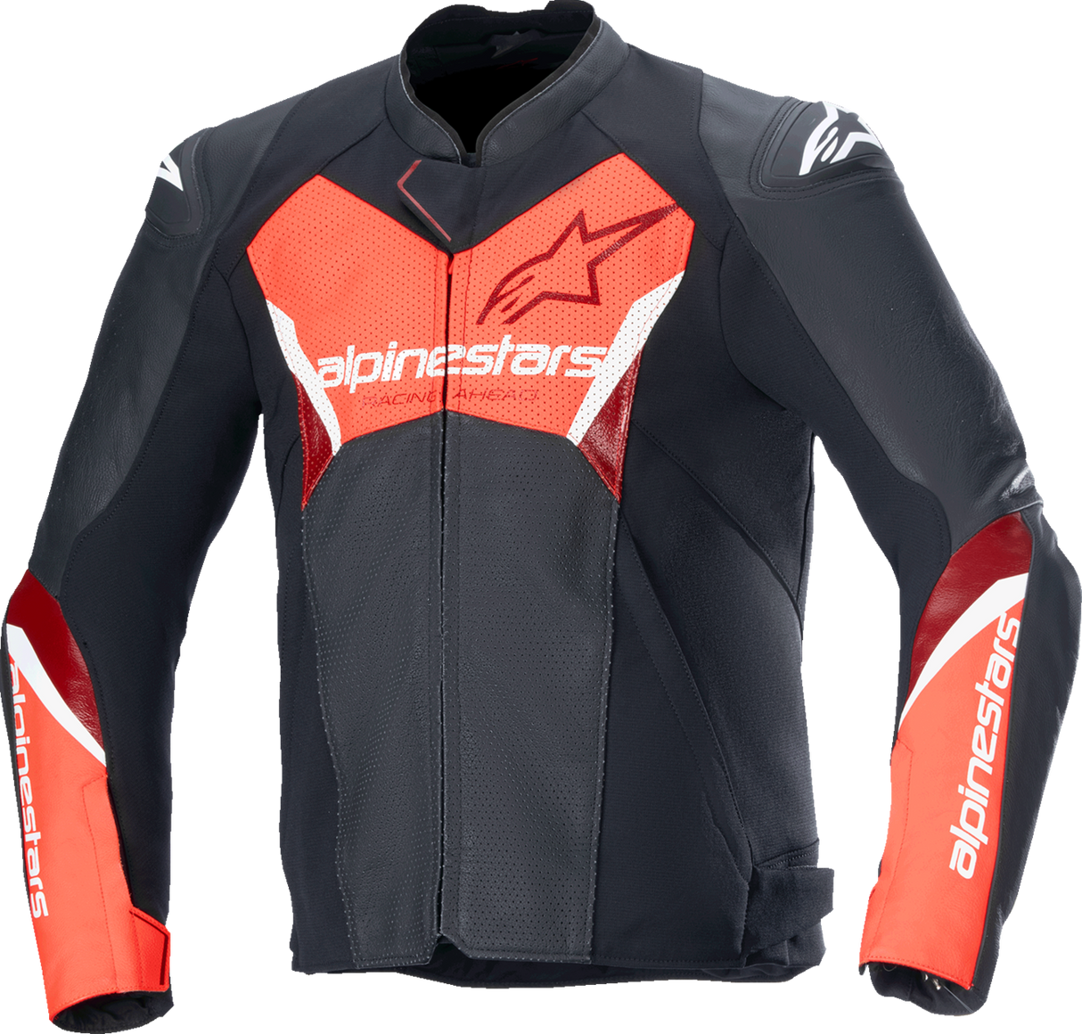 ALPINESTARS Faster v3 Airflow Leather Jacket - Black/Red Fluo - US 38 / EU 48 3103625-1030-48