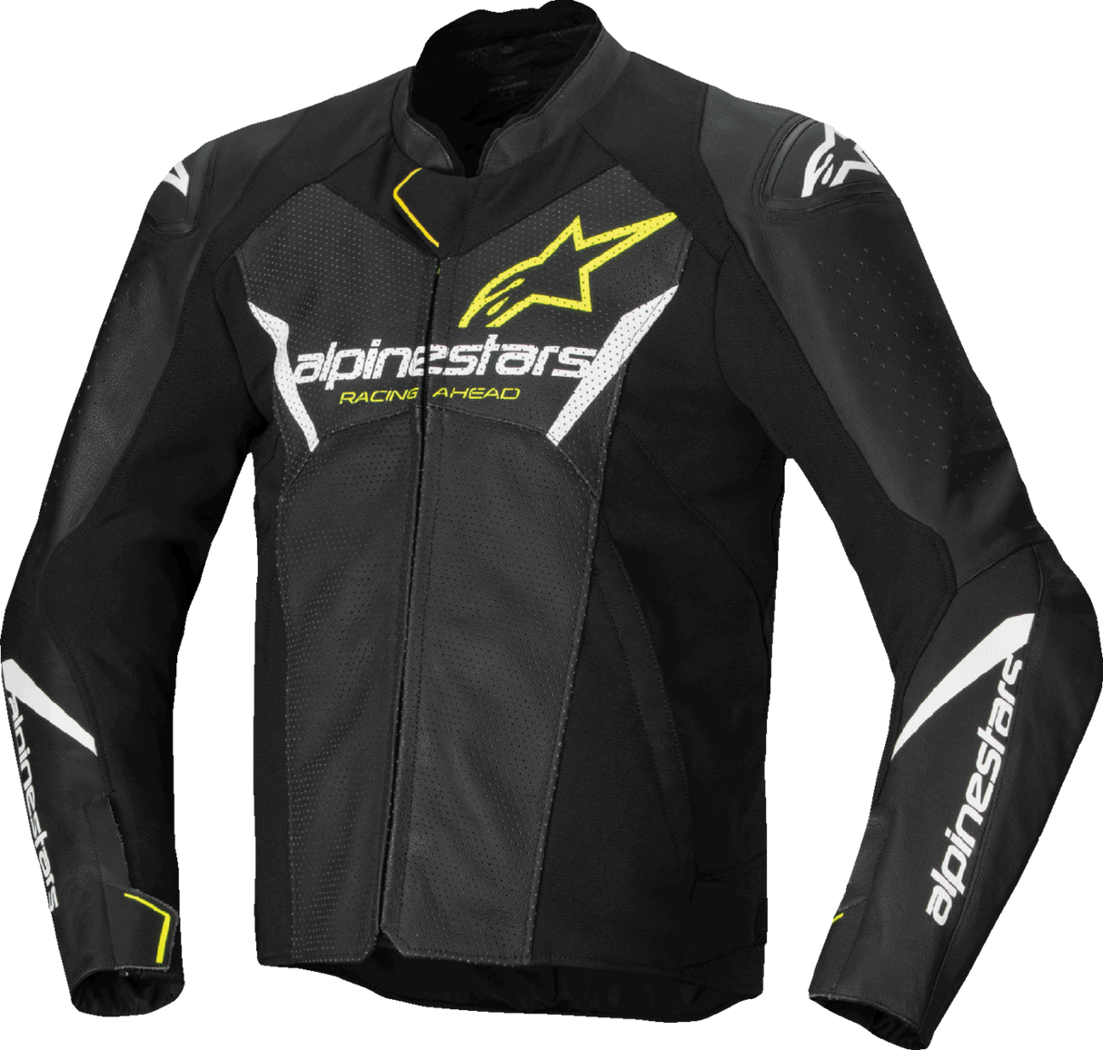 ALPINESTARS Faster v3 Airflow Leather Jacket - Black/White/Yellow Fluo - US 38 / EU 48 3103625-125-48