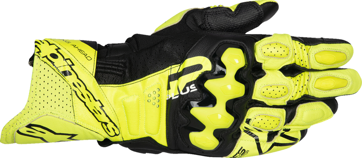 ALPINESTARS GP Plus R V3 Leather Gloves - Fluo Yellow/Black - Small 3550825-551-S
