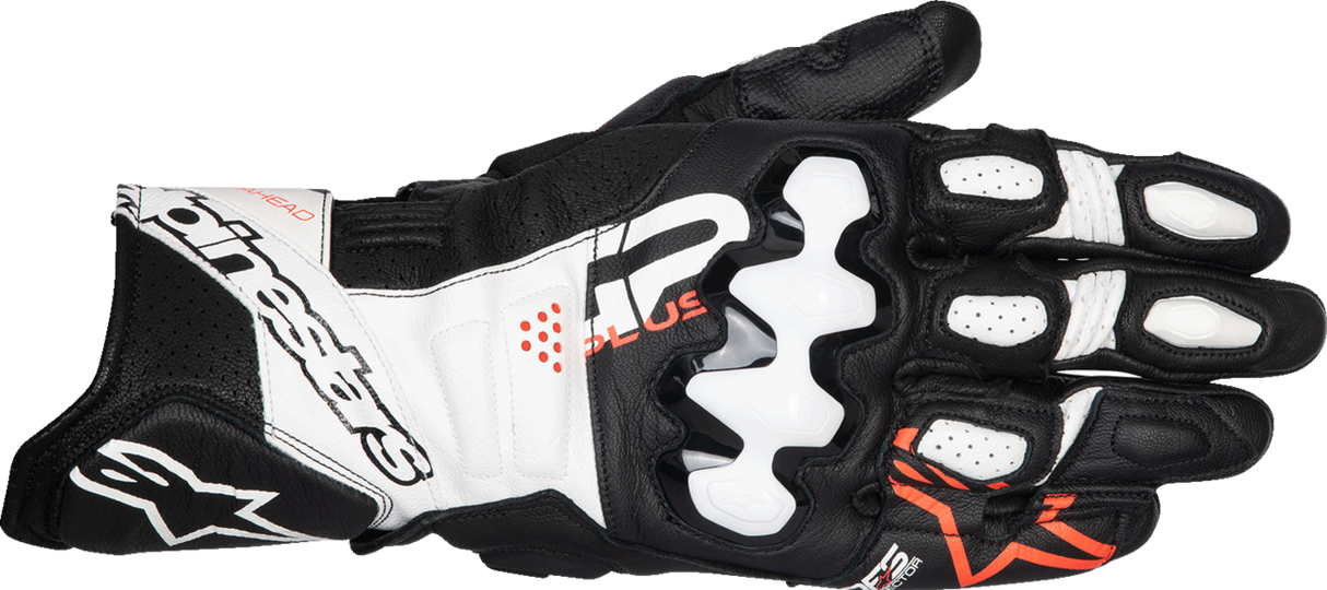 ALPINESTARS GP Plus R V3 Leather Gloves - Black/White/Fluo Red - Small 3550825-1231-S