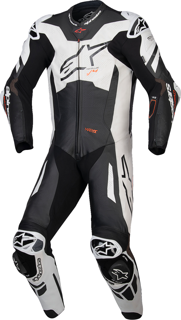 ALPINESTARS GP Plus v4 Sprint 1-Piece Leather Suit - Black/Red Fluo/White - US 38 / EU 48 3150225-1231-48
