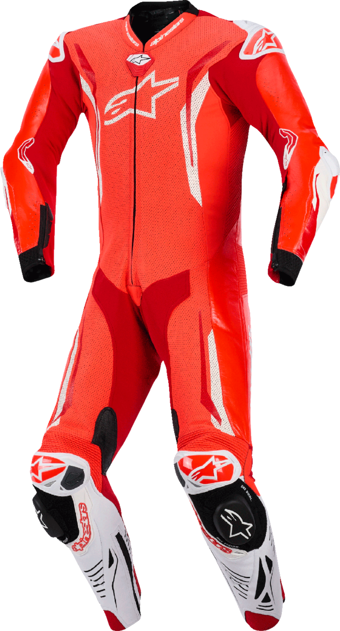 ALPINESTARS GP Tech v5 1-Piece Leather Suit - Red Fluo/Bright Red/White - US 38 / EU 48 3150226-3310-48
