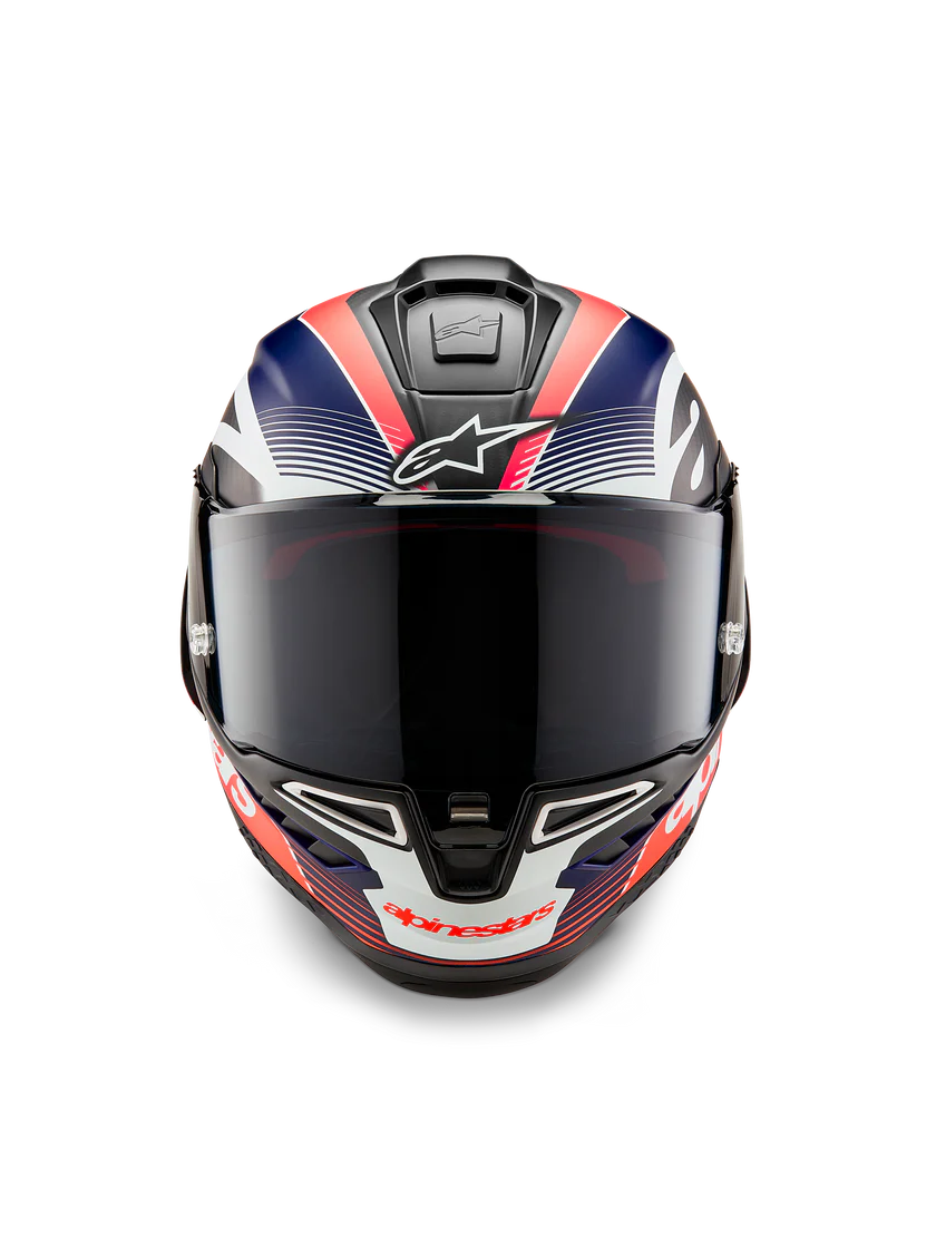 Alpinestars Supertech R10 Helmet – Team (Matte Black / Carbon Red Fluo / Blue)