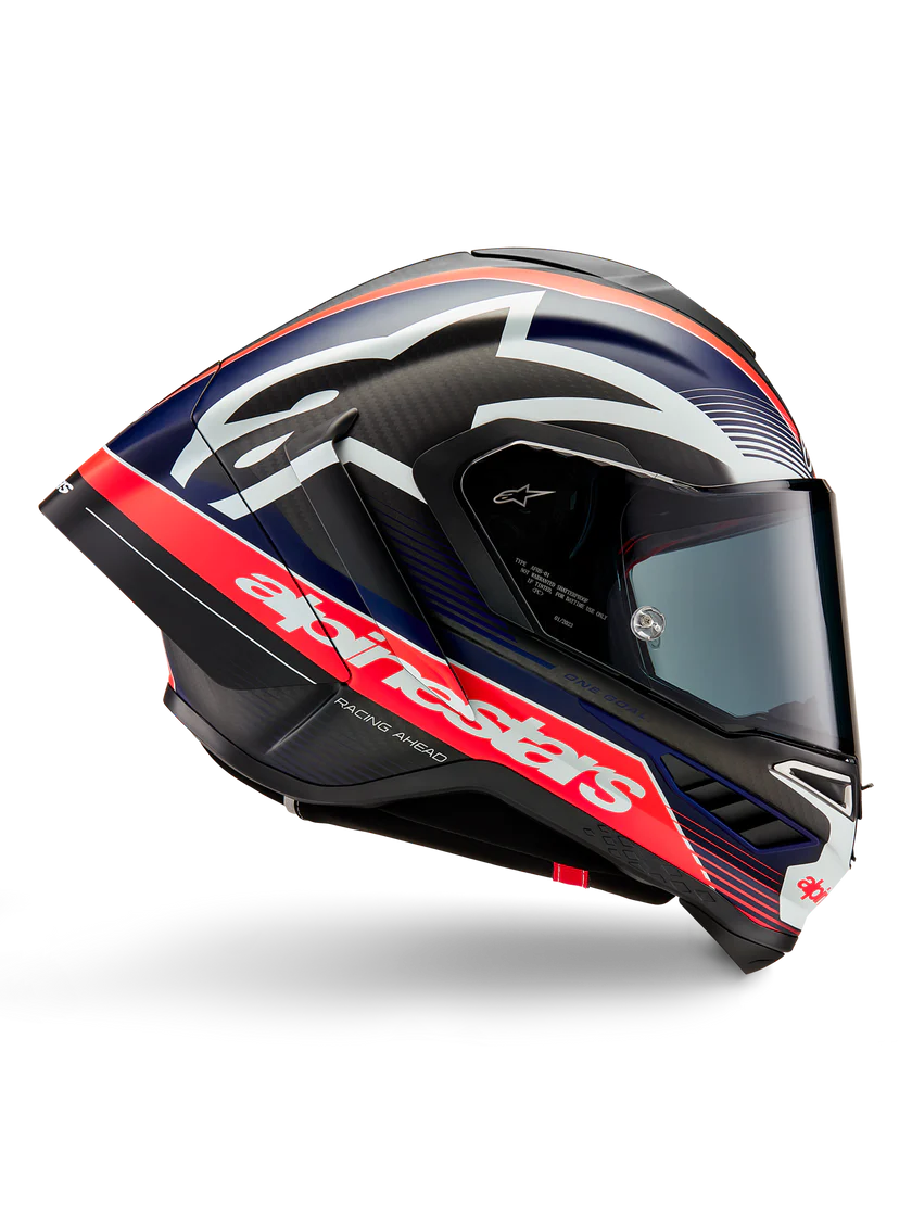 Alpinestars Supertech R10 Helmet – Team (Matte Black / Carbon Red Fluo / Blue)