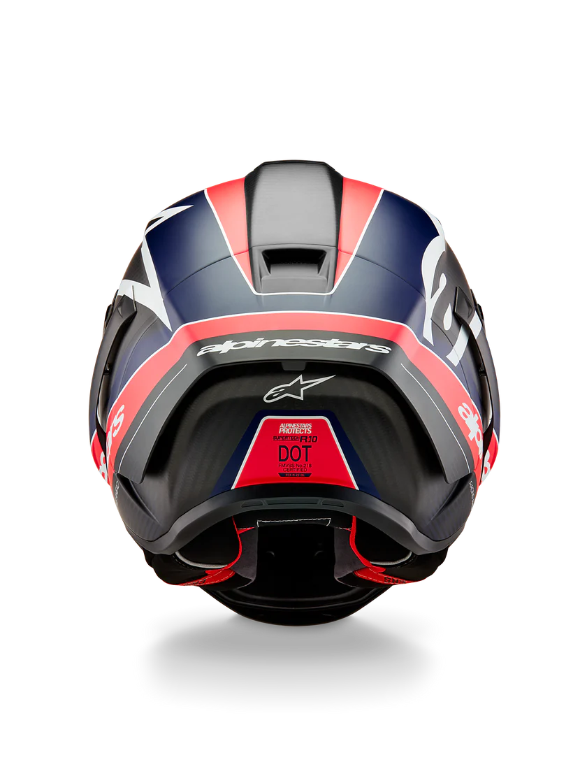 Alpinestars Supertech R10 Helmet – Team (Matte Black / Carbon Red Fluo / Blue)