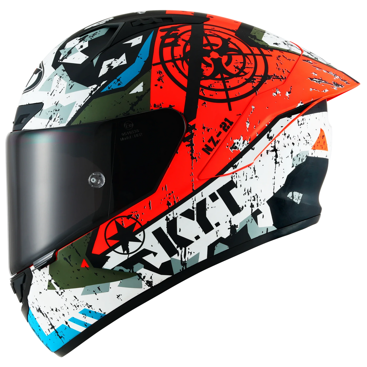 Left Side view of KYT NZ-Race Blazing Matte Red Motorcycle Helmet