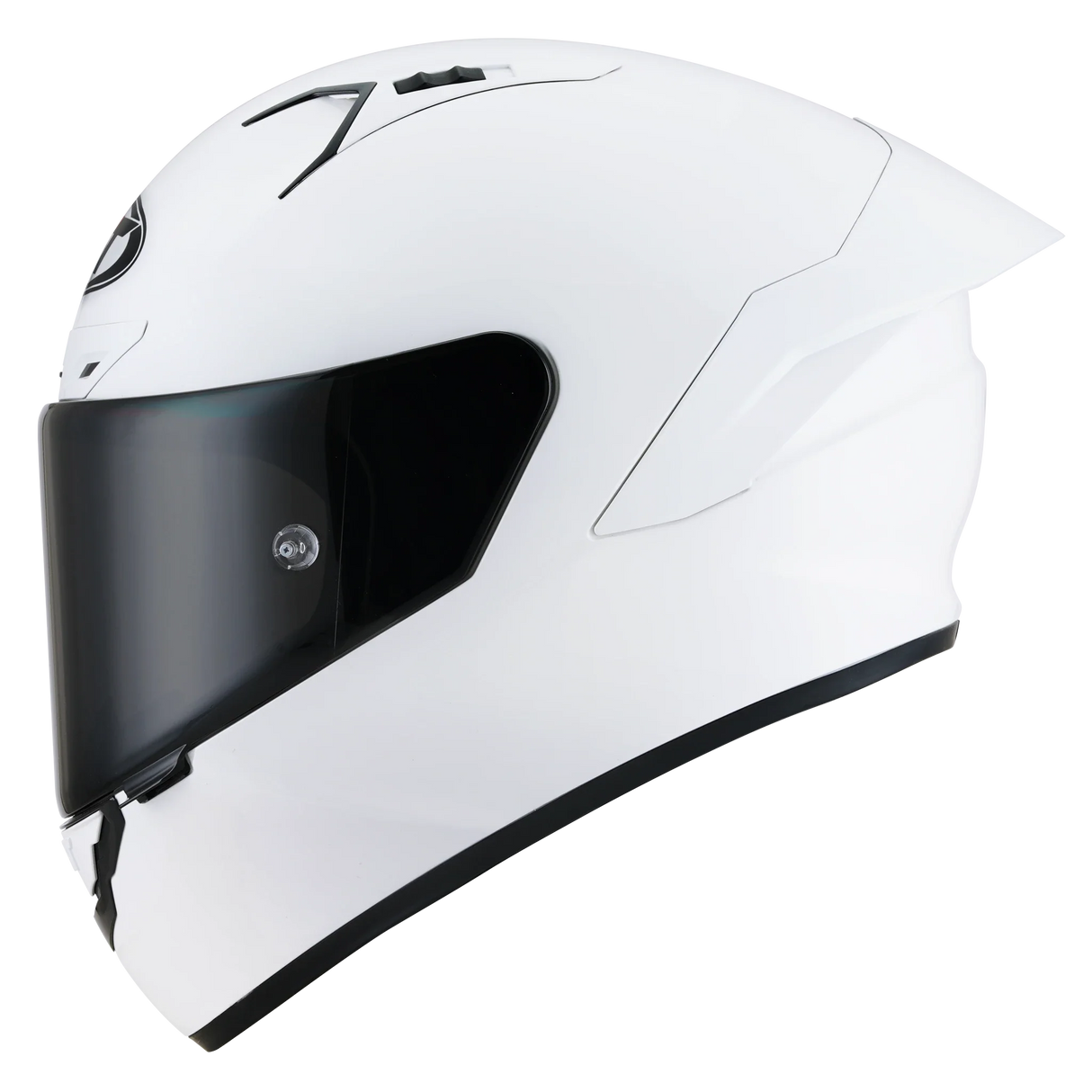 Left Side view of KYT NZ-Race Plain White Motorcycle Helmet