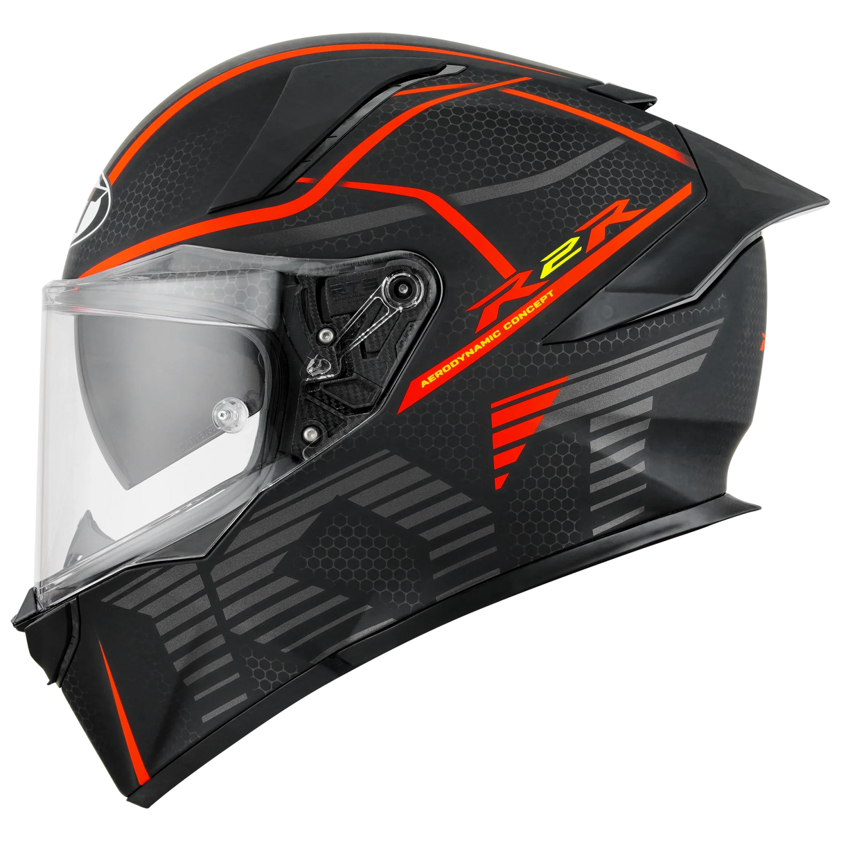 Left Side View of KYT R2R Concept Matte Black Red Motorcycle Helmet