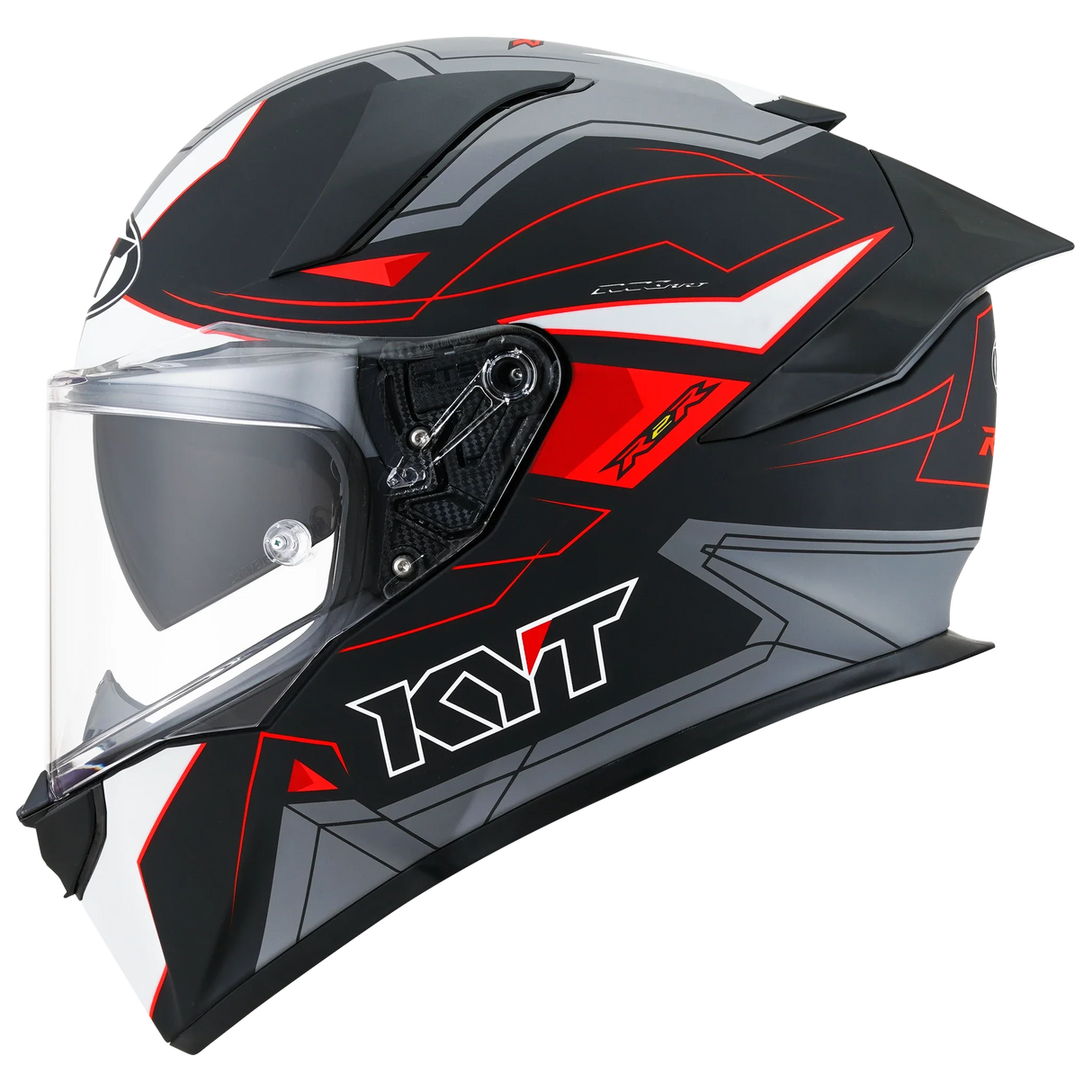 Left Side View ofKYT R2R LED Matte Black Grey Motorcycle Helmet