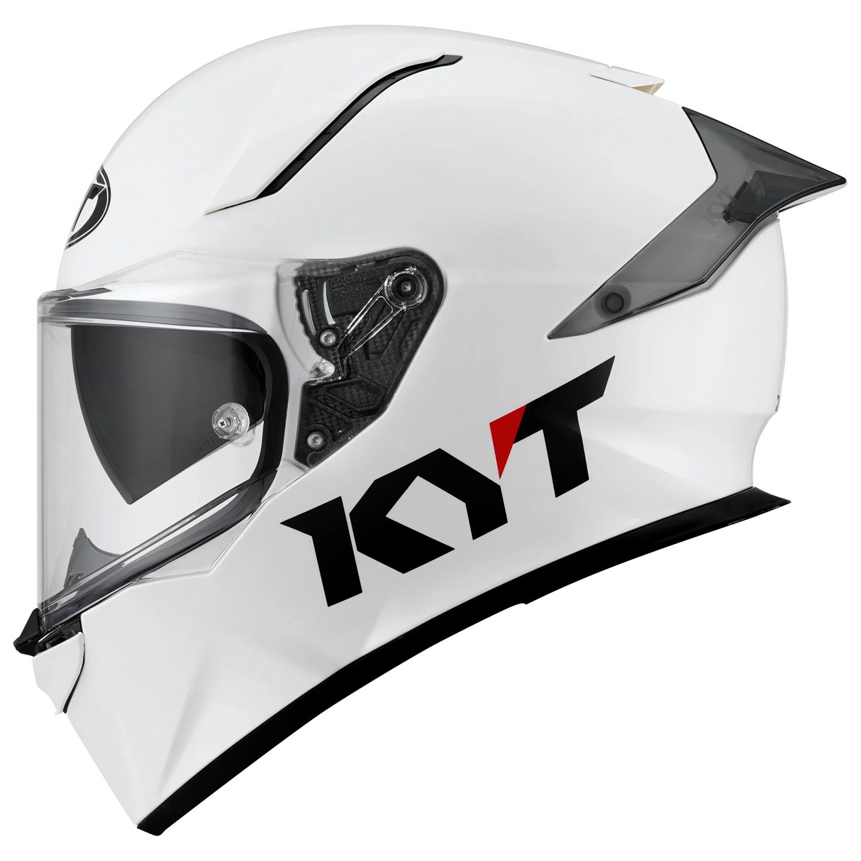 Left Side View of KYT R2R Plain White Motorcycle Helmet