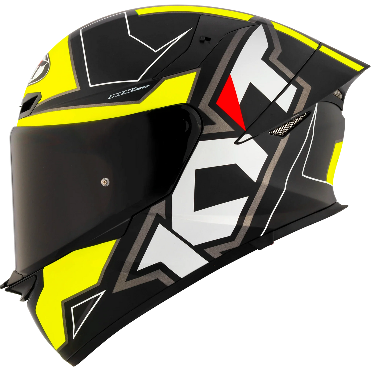 Left Side View of KYT TT-REVO Electron Matte Black Yellow Motorcycle Helmet