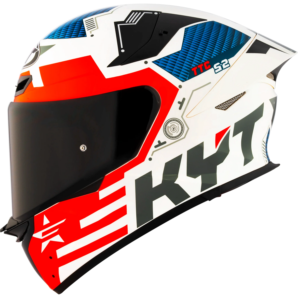 Left Side View of KYT TT-REVO Fuselage Red Motorcycle Helmet