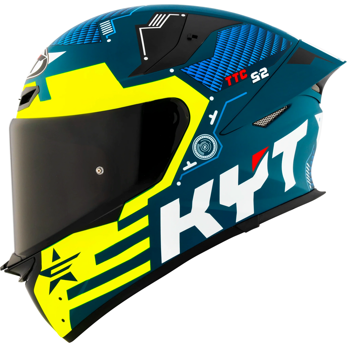 Left Side View of KYT TT-REVO Fuselage Matte Yellow Motorcycle Helmet