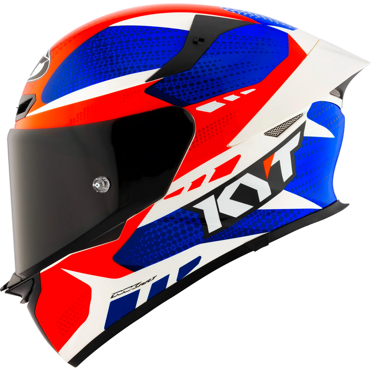 Left Side View of KYT TT-REVO Gear Blue Red Motorcycle Helmet