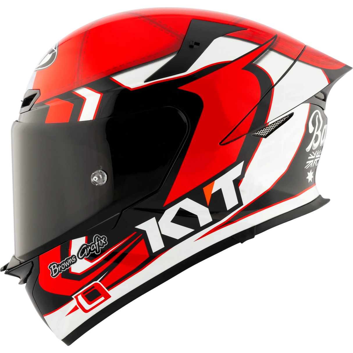 Left Side View of KYT TT-REVO Bayliss Replica Motorcycle Helmet