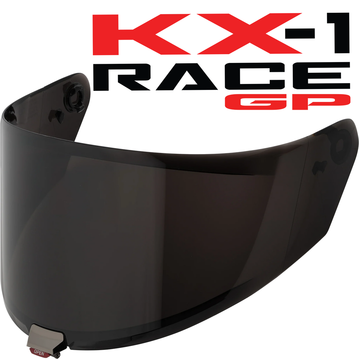 Front Quarter View of KYT KX-1 Race GP Dark Smoke Visor