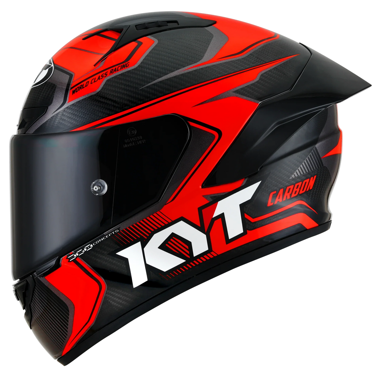 Left Side View of KYT NZ-Race Carbon Competition Red Motorcycle Helmet