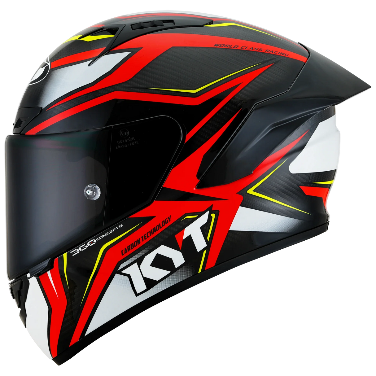 Left Side View of KYT NZ-Race Carbon Stride Red White Motorcycle Helmet