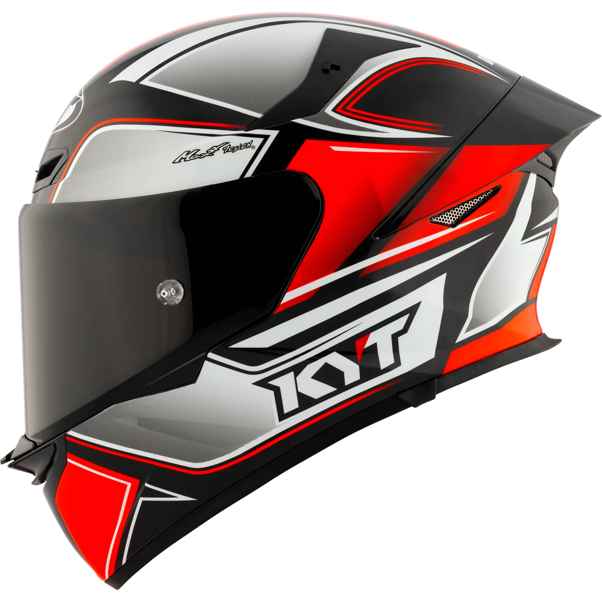Left Side View of KYT TT-REVO Tourist Red Fluo Motorcycle Helmet
