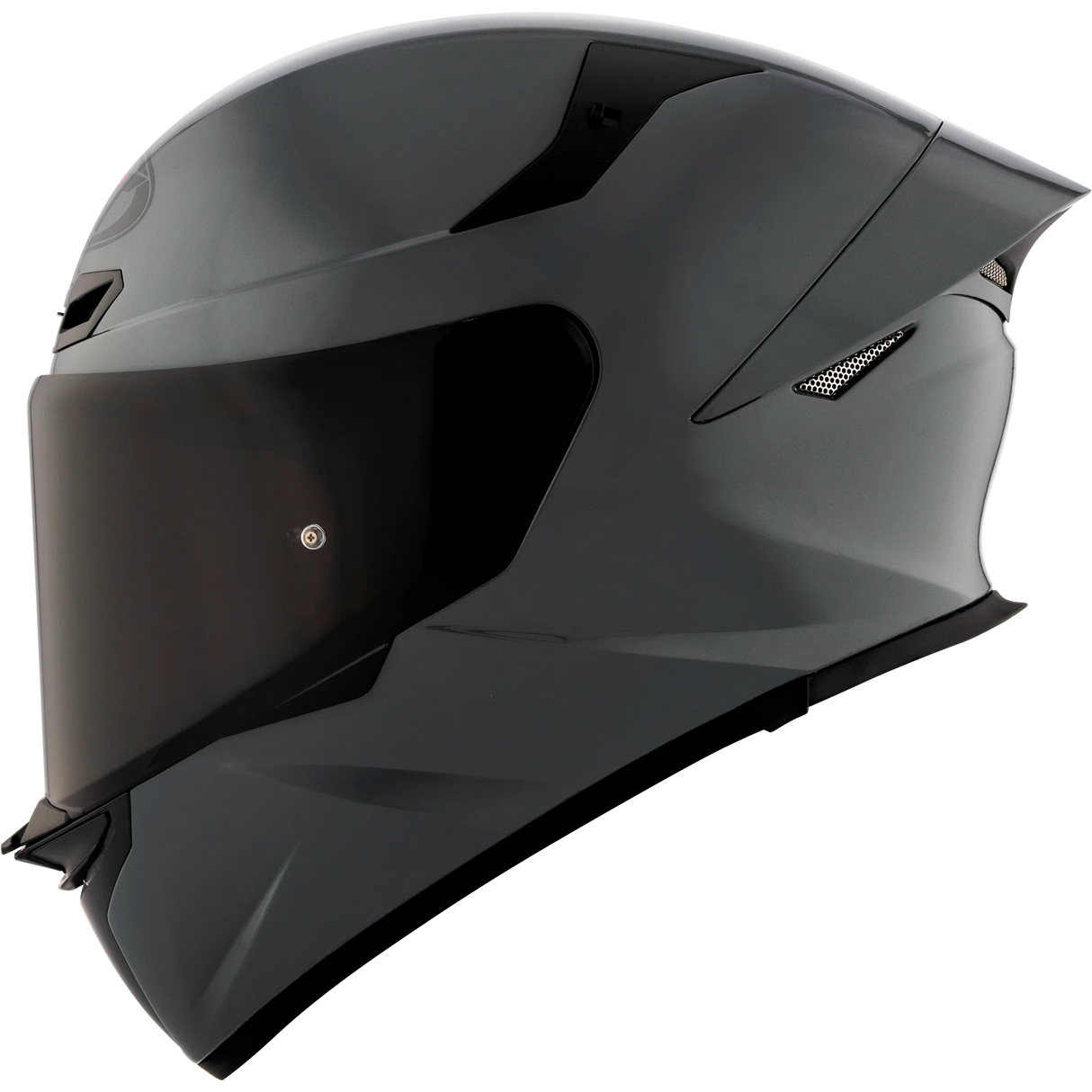 Left Side View of KYT TT-REVO motorcycle helmet in GRL Grey