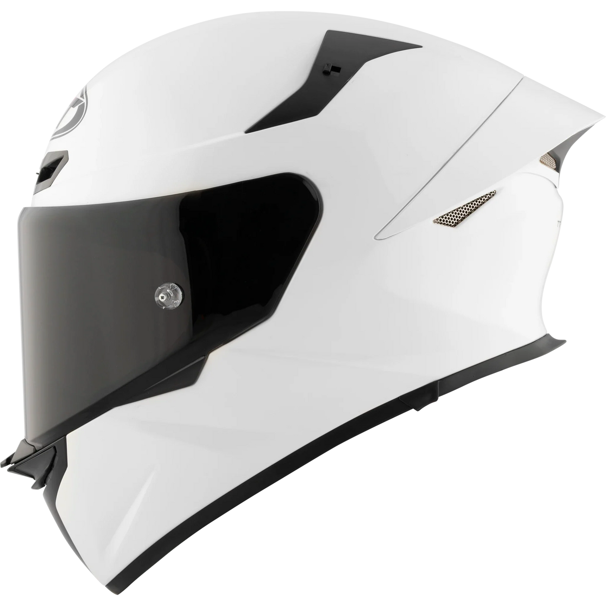 Left Side View of KYT TT-REVO motorcycle helmet in White