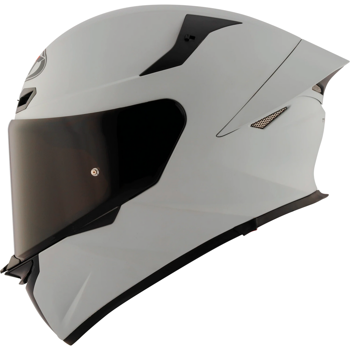 Left Side View of KYT TT-REVO motorcycle helmet in Asp Grey