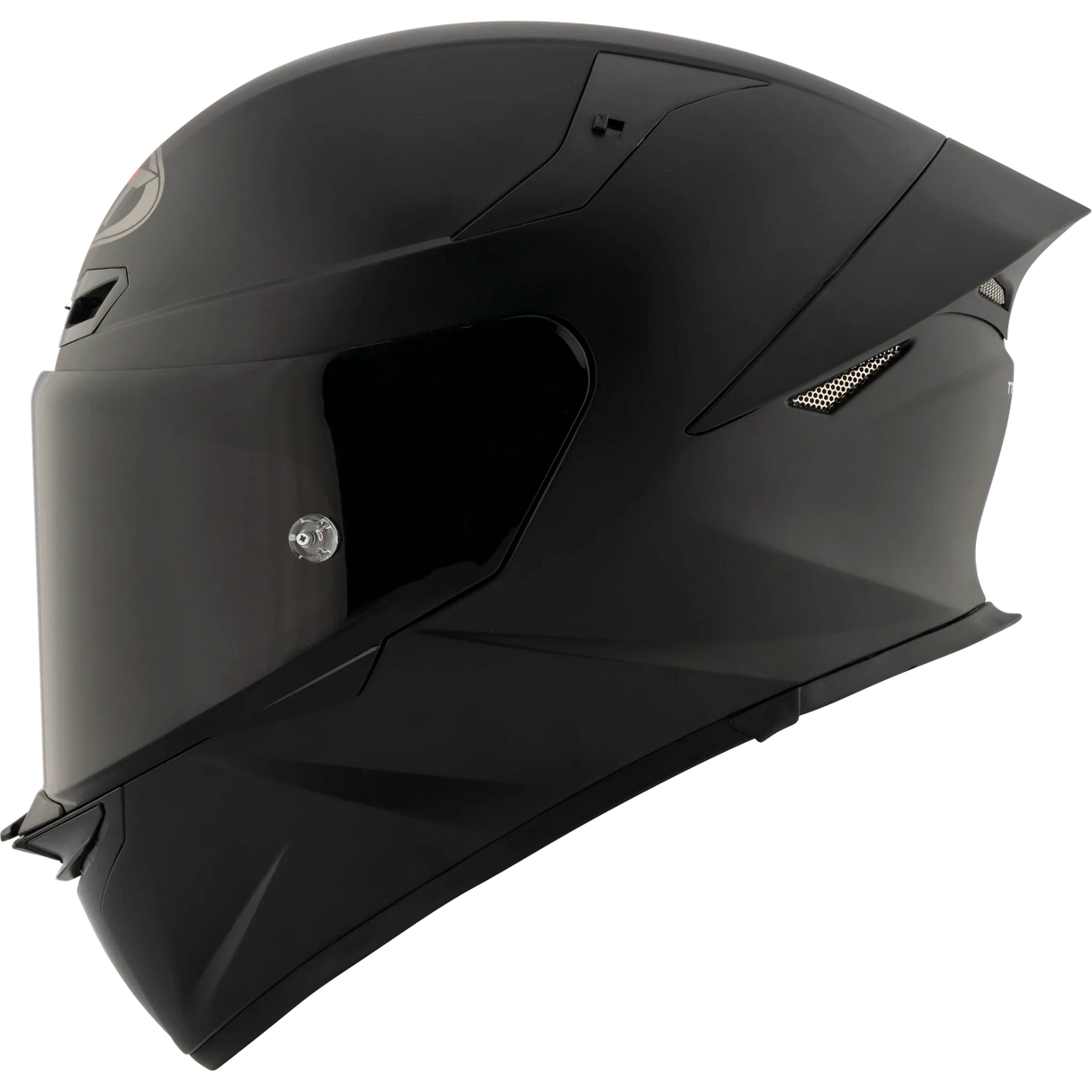 Left Side View of KYT TT-REVO motorcycle helmet in Matte Black