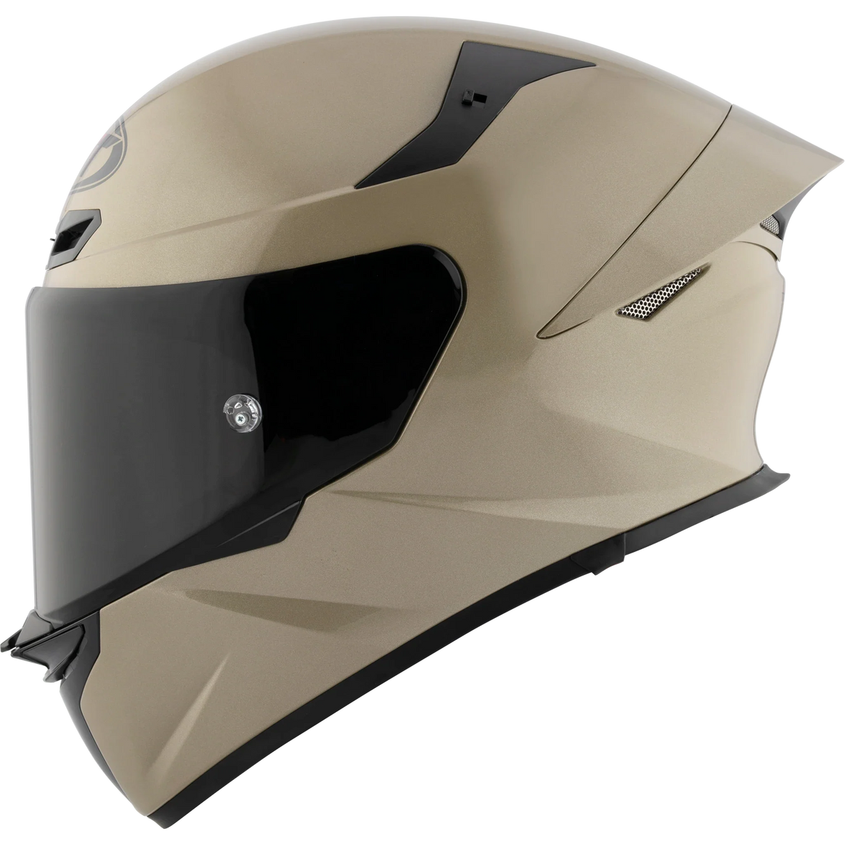 Left Side View of KYT TT-REVO motorcycle helmet in Sand Pearl