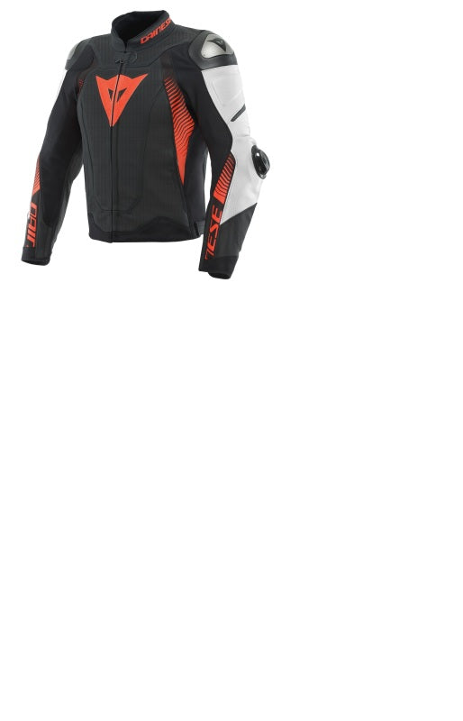 Dainese Super Speed 4 Perforated Leather Jacket Matte Black/White/Fluorescent Red Size - 44