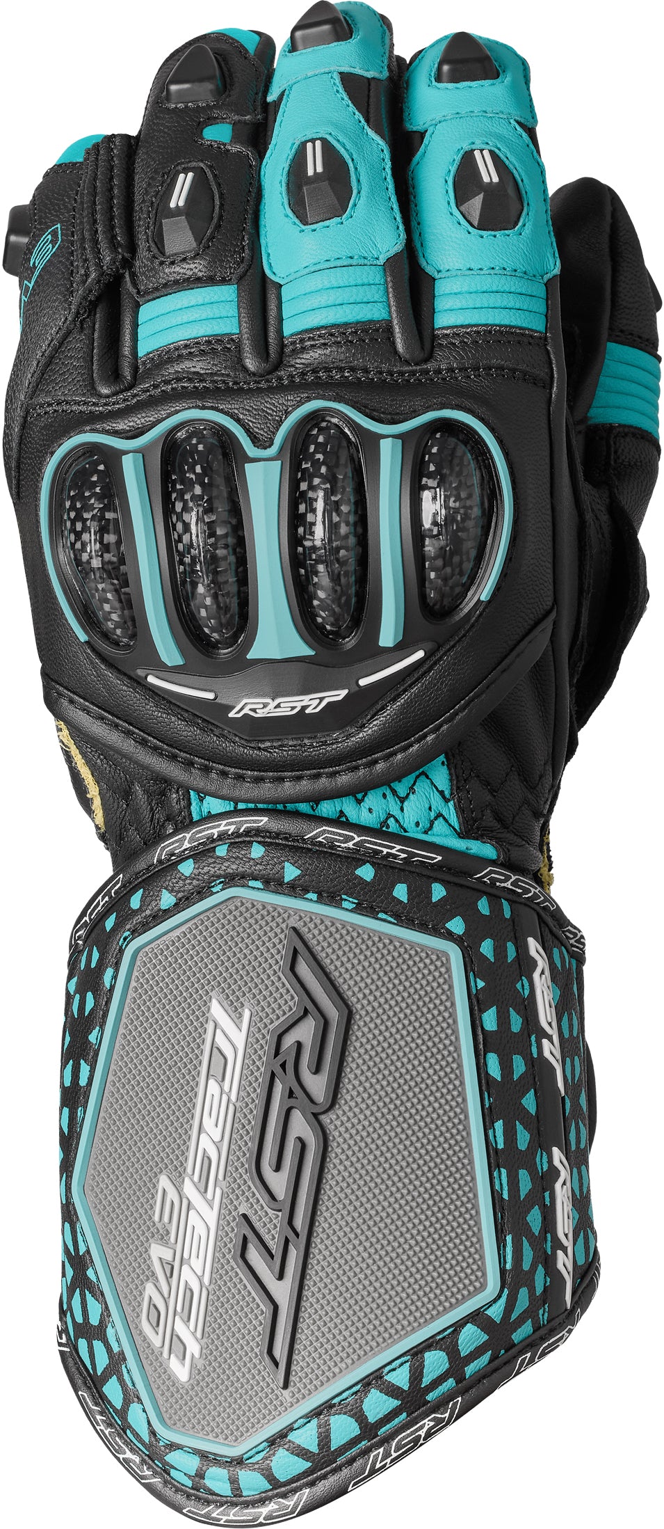 Tractech Evo 4 Ce Ladies Glove Black/Aqua/Grey Leather Sm