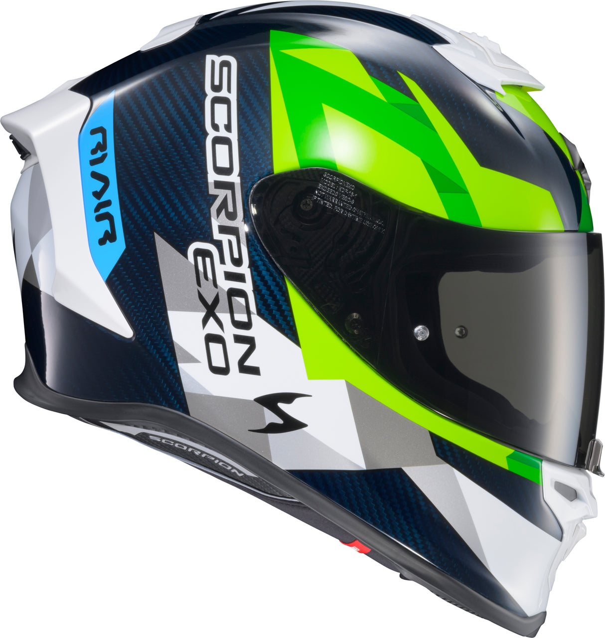 Exo R1 Air Full Face Helmet Carbon Rastor Wht/Grn/Blue 2x