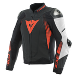 Dainese Super Speed 4 Perforated Leather Jacket Matte Black/White/Fluorescent Red Size - 44
