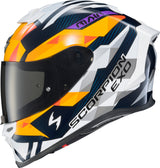 Exo R1 Air Full Face Helmet Carbon Rastor Or/Wht/Blue 2x