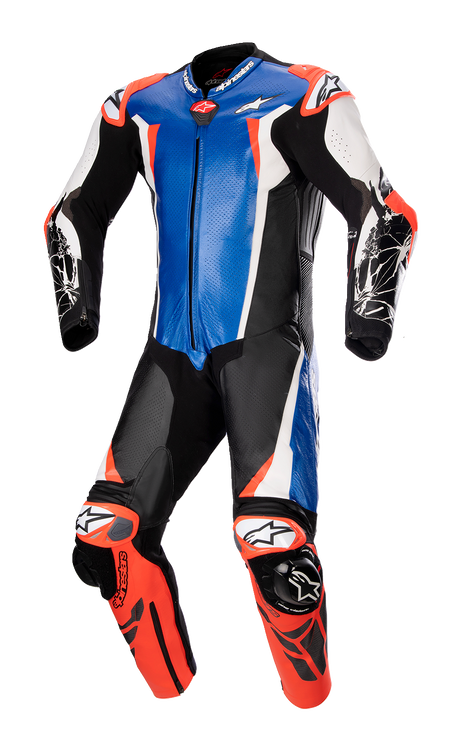 ALPINESTARS Racing Absolute v2 1-Piece Leather Suit - Metallic Blue/Black/White/Red Fluo - US 38 / EU 48 3156323718348