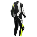 Dainese Audax D-Zip 1PC Perforated Leather Suit Black/Yellow Fluorescent/White Size - 44