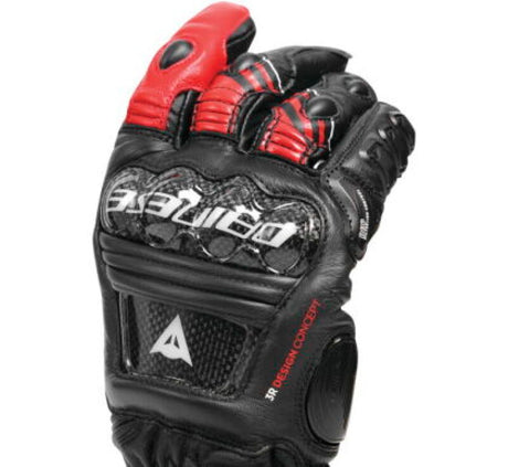 Dainese Druid 4 Leather Gloves Black/Lava-Red/White - Large