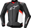 ALPINESTARS Missile v3 Leather Jacket - Black/White/Red Fluo - US 38 / EU 48 3100125-1231-48