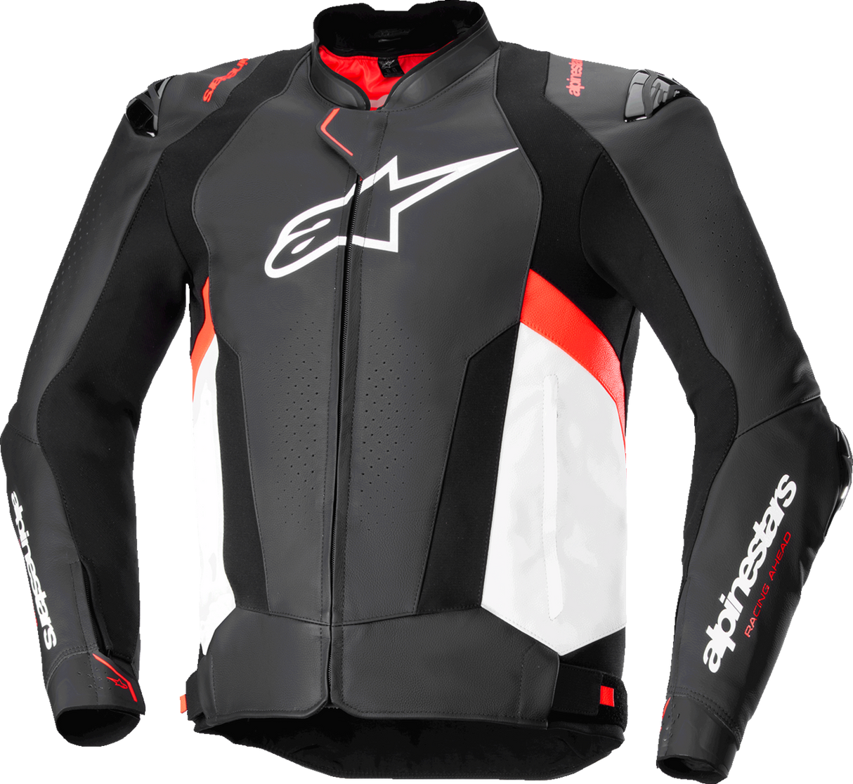 ALPINESTARS Missile v3 Leather Jacket - Black/White/Red Fluo - US 38 / EU 48 3100125-1231-48