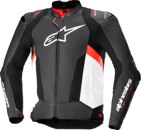 ALPINESTARS Missile v3 Leather Jacket - Black/White/Red Fluo - US 38 / EU 48 3100125-1231-48