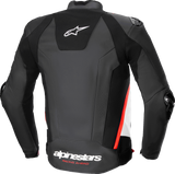ALPINESTARS Missile v3 Leather Jacket - Black/White/Red Fluo - US 38 / EU 48 3100125-1231-48