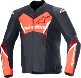 ALPINESTARS Faster v3 Airflow Leather Jacket - Black/Red Fluo - US 38 / EU 48 3103625-1030-48