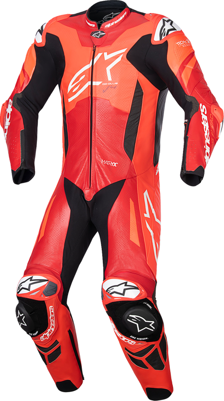 ALPINESTARS GP Plus v4 Sprint 1-Piece Leather Suit - Red Fluo/Mid Red/White - US 38 / EU 48 3150225-3087-48