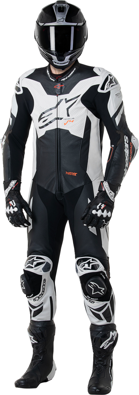 ALPINESTARS GP Plus v4 Sprint 1-Piece Leather Suit - Black/Red Fluo/White - US 38 / EU 48 3150225-1231-48
