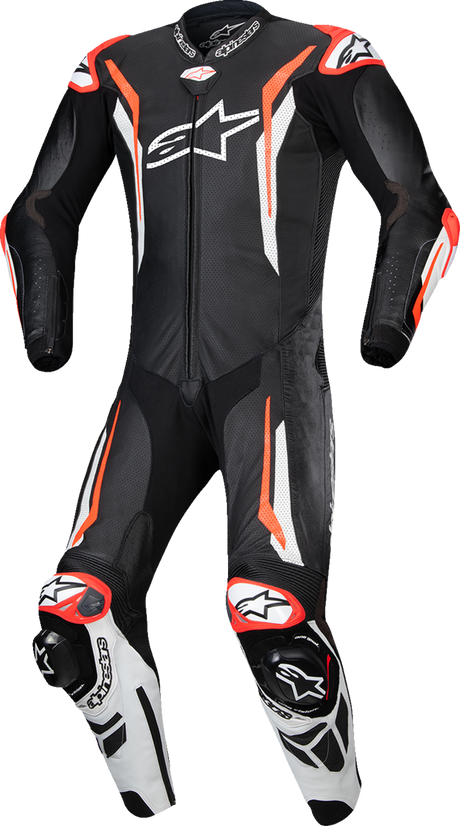 ALPINESTARS GP Tech v5 1-Piece Leather Suit - Black/White/Red Fluo - US 38 / EU 48 3150226-1231-48