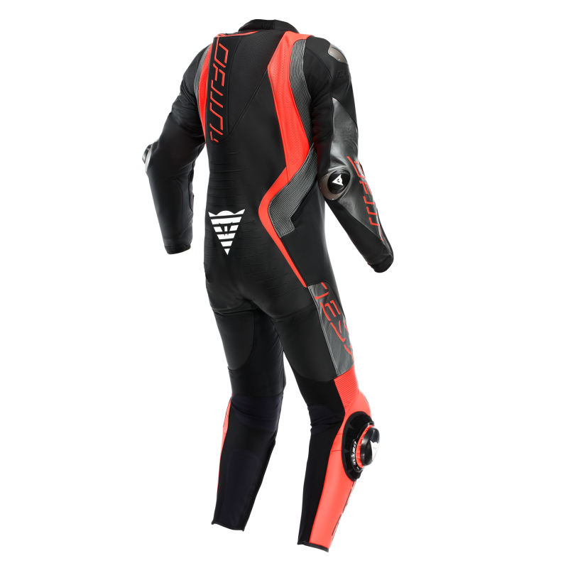 Dainese Audax D-Zip 1PC Perforated Leather Suit Black/Red Fluorescent/Anthracite Size - 44